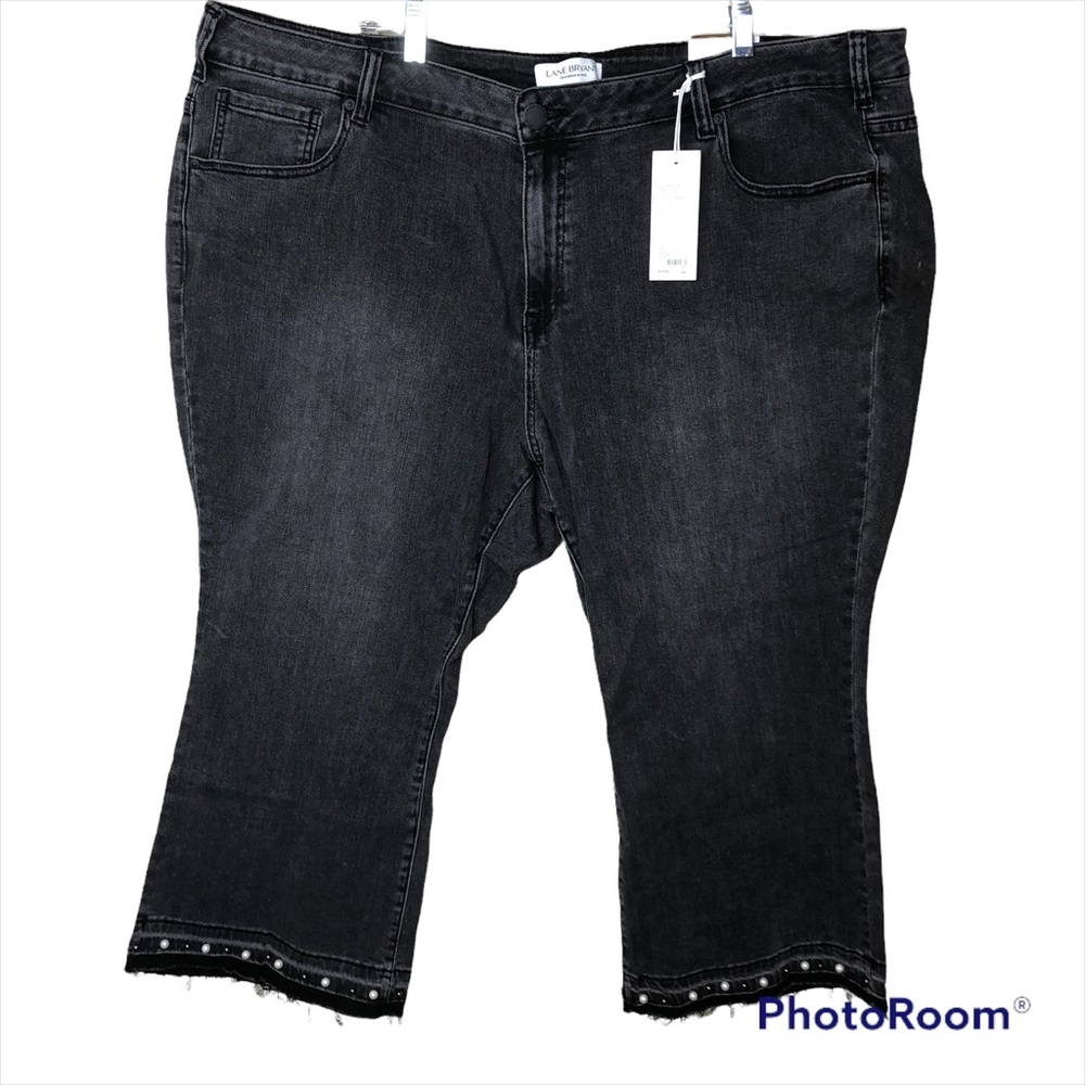 NEW Lane Bryant Super Stretch Kick Boot Cropped Jeans Plus 28 Petite Black NWT